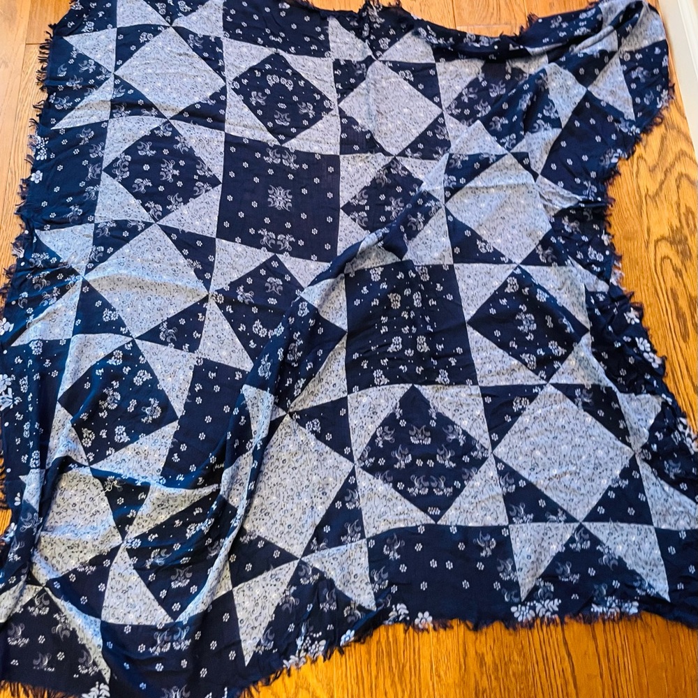 Madewell Floral Navy and White Scarf